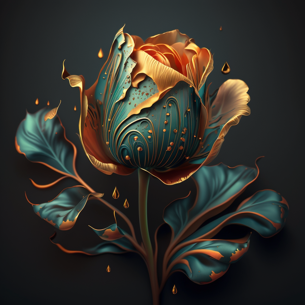 Blue and gold rose