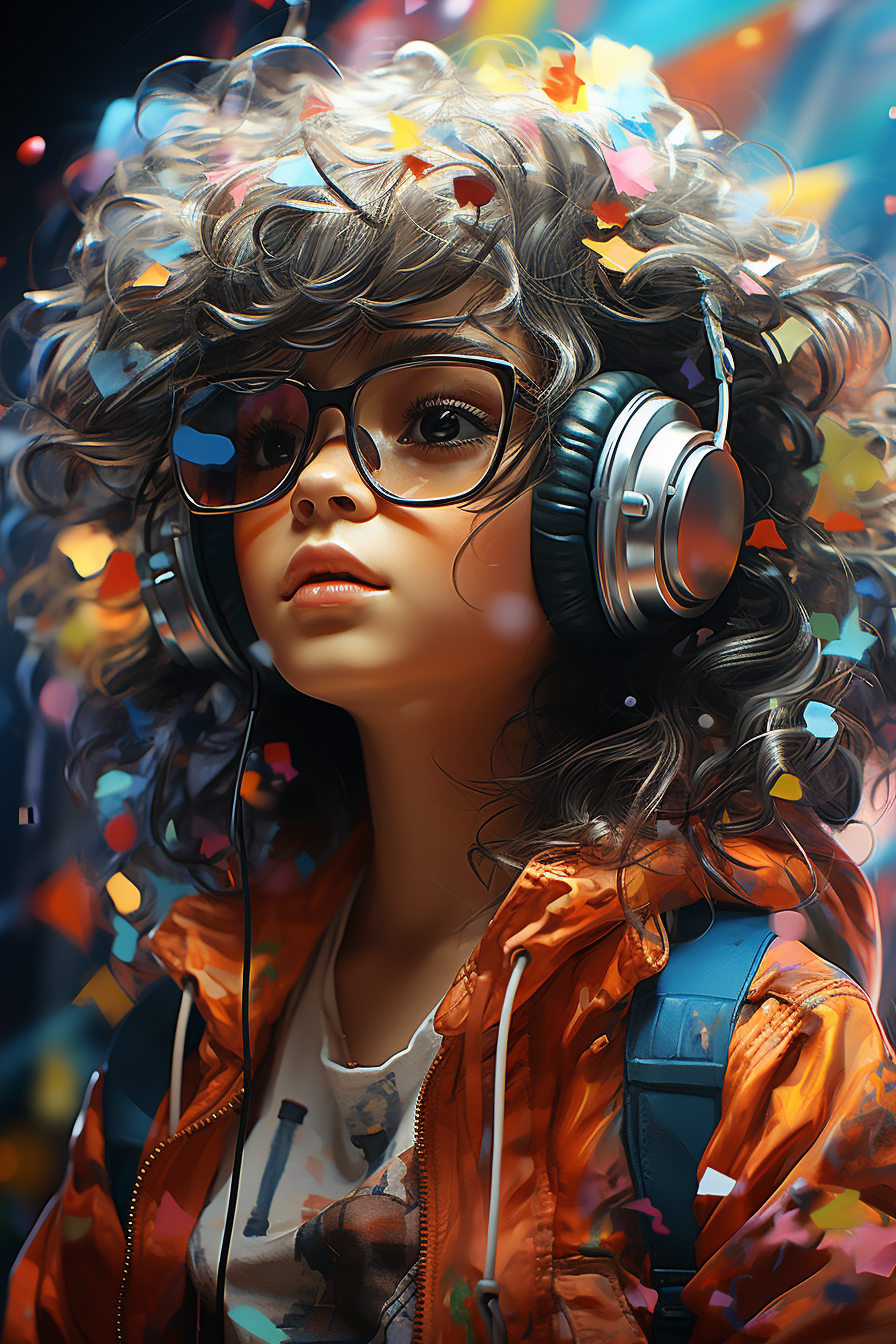 Cute girl headphone
